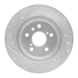 Lexus RX300 Brake Rotor (1) - Rear Right - R1 Concepts - Drilled & Slotted - Silver - `99-`03